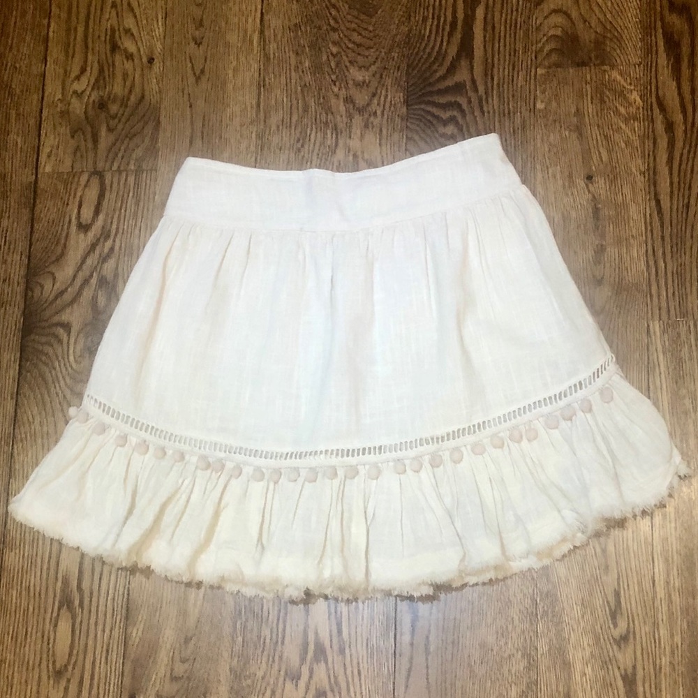 ❤️Host Pick❤️ Pom Pom/Raw Hem Bohemian Skirt